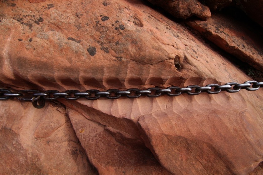 Zion NP Angels Landing Chain And Sandstone